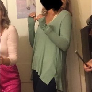 XS spring green Free People thermal tunic